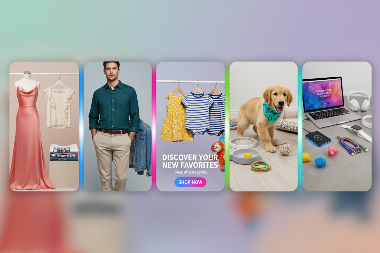 Ropa Mujer	Ropa de Mujer
Ropa Hombre	Ropa de Hombre
Ropa Niños	Ropa Infantil
Mascotas	Productos para Mascotas
Tecnología	Accesorios de Tecnología